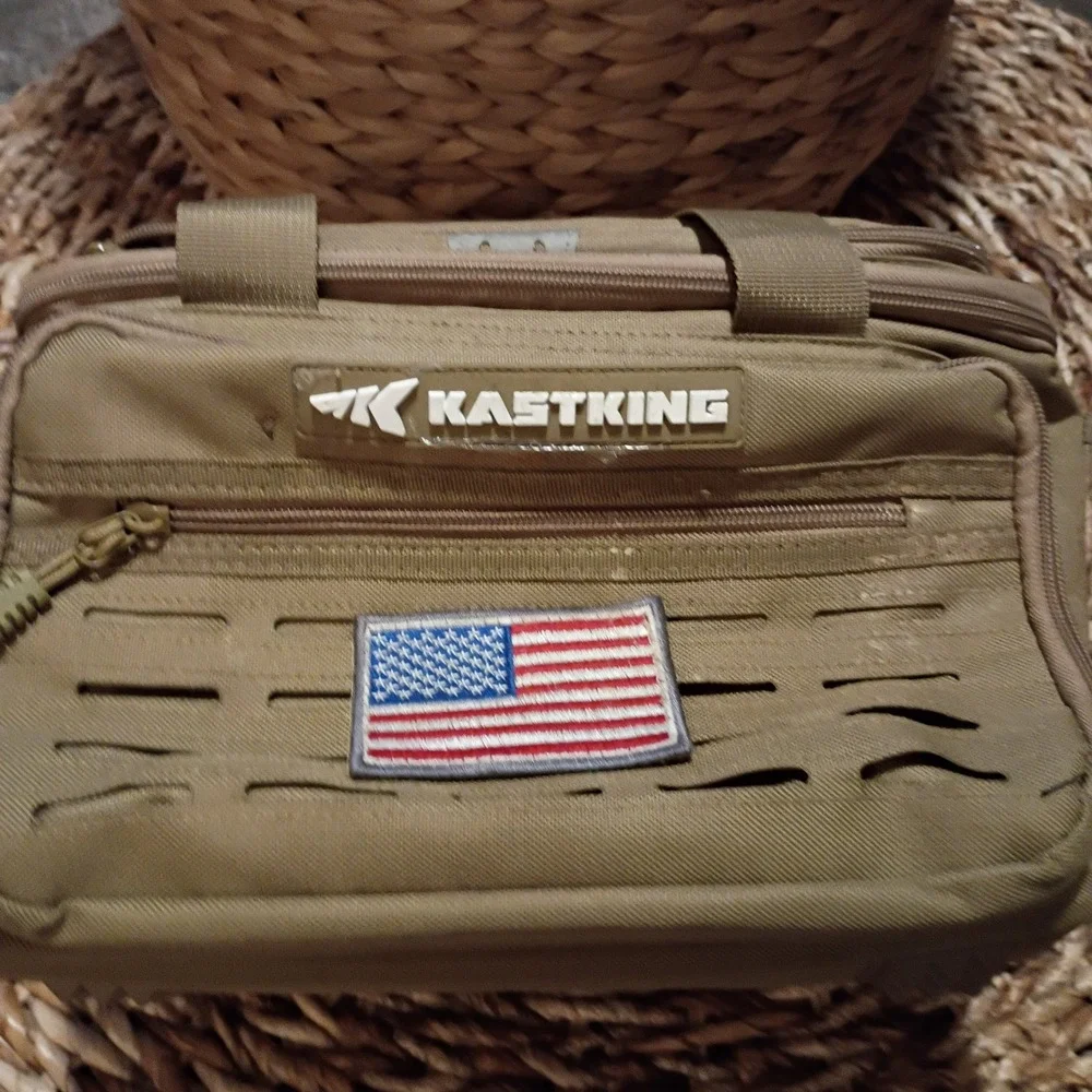 KastKing Fishing Tackle Bag Tan Tactical MOLLE Gear Organizer with Utility Boxes